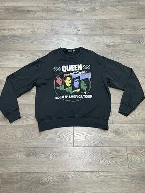 Queen Band Hot Space Tour 1982 Graphic Crewneck Sweatshirt Black Size Large GU